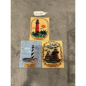 Lighthouse Needlepoint Canvas Set of 3 Vibrant Coastal Lighthouse Decor Nautical